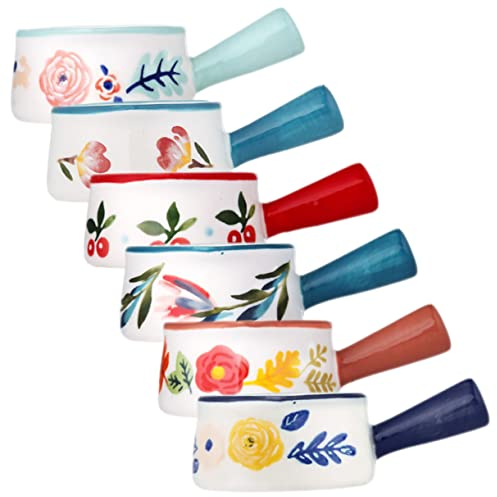 Cabilock 6 Piezas Lechero pequeño de cerámica jarra de aderezo para ensaladas jarra de crema de cerámica delicada cafetera jarabe tazas de espresso jarra de crema delicada mini