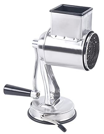 Electric Cheese Grater Vegetable Slicer Stainless Steel Drum Grater, Set,Rotary Kitchen Cutter Nut Mill,Cheese Graters Supplied with Different Blades,Stainless Steel,Silver