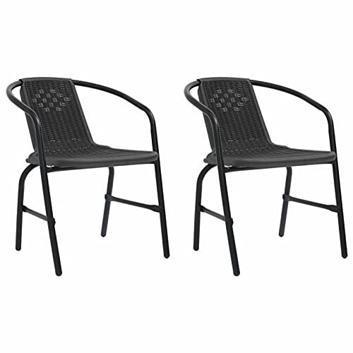Mengtu 2 STK. Gartenstühle Gartensessel Gartenstuhl Balkonstuhl Balkonstühle Esszimmerstuhl Kunststoff Rattan-Optik und Stahl 110 kg Gartenmöbel