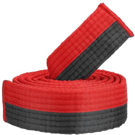 PATIKIL Taekwondo Farbiger Ranggürtel, 1,6 x6Ft 1,8M Polyester Kampfsport Judo Karate Gürtel für Unterricht Praxis, Rot-Schwarz