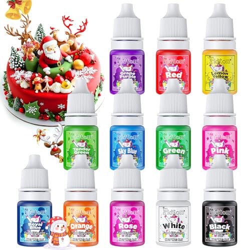 Food Colouring Gel - Fidton 12 Colours High Concentration Food Dye, Gel Food Colouring Set for Baking, Icing, Macaroons, Food Coloring for Slime, Cake Decorations Set for Cupcakes, Donuts - 6 ml