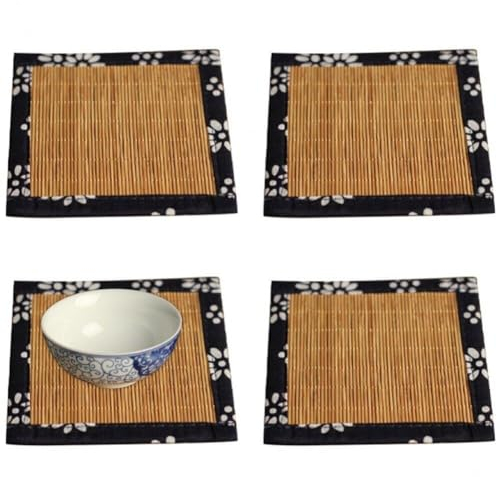 Danlai Dessous De Verre en Bambou Rotin, Tapis De Tasse pour Sushi, sous-Verres De Table pour Boissons