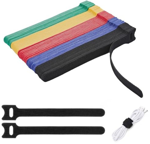 eROOSY 100 bridas ajustables y reutilizables, bridas ajustables de 15 cm, bridas largas, gancho y bucle