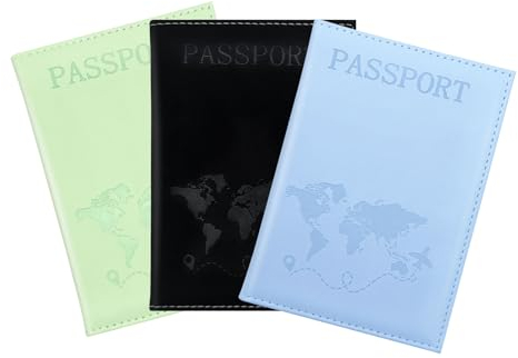 Vordpe 3 Stück Reisepasshülle, Passport Wallet, Wasserdicht Ausweishülle Reisepass, Reisepasshülle Leder, Personalausweise, Reisezubehör, Pässen, Kreditkarten
