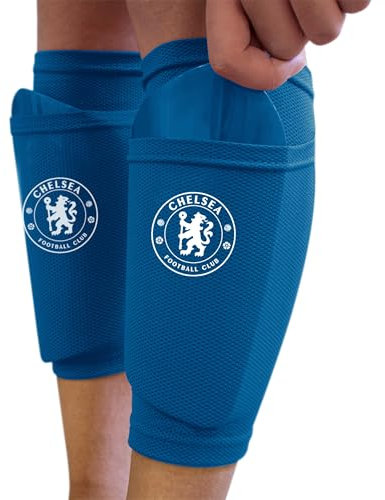 Hy-Pro Officially Licensed Chelsea F.C. Shin Pad With Sock Sleeve, Youth - Shin Guard, Breathable, Lightweight, Durable, Protective Gear, Merchandise, The Blues, Great Football Gift Idea, Youth
