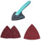 Bundle aus wolfcraft 5884000 Eckenschleifer I für schwer erreichbare Ecken oder feines Schleifen + wolfcraft Haft-Schleifblätter-Set für Holz/Metall I Korn 40, 60, 80, 120