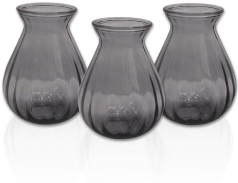Hyazinthengläser | 3 Stück | Ideal für präparierte Hyazinthen | Vase für Schnittblumen, Zimmerpflanzenableger, Hydropinic oder Deko | (Grau/Klar)
