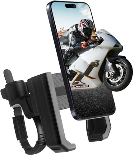 Supporto per Cellulare Bici, Supporto per Cellulare Moto, Supporto Universale per Manubrio a 360° per Scooter E per iPhone 16 15 14 Pro Max Plus, SE, Samsung S24, Tutti Gli Smartphone da 4,5 a 7
