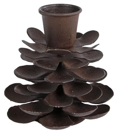 Kerzenhalter Tannenzapfen 6 x 6 x 8 cm Metall Rost Kerzenständer für Advent