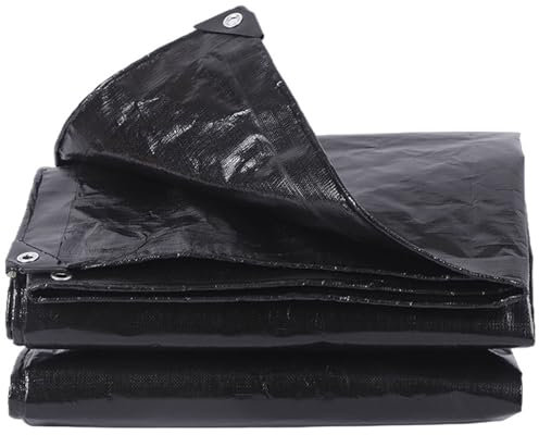 Bâche Noire 5x7m, Bâche Bois Exterieur, Bâche Imperméable avec Oeillet, Bâche de Protection en Polyéthylène, Résistante aux Déchirures, Idéal pour Toiture, Camion, Pergola