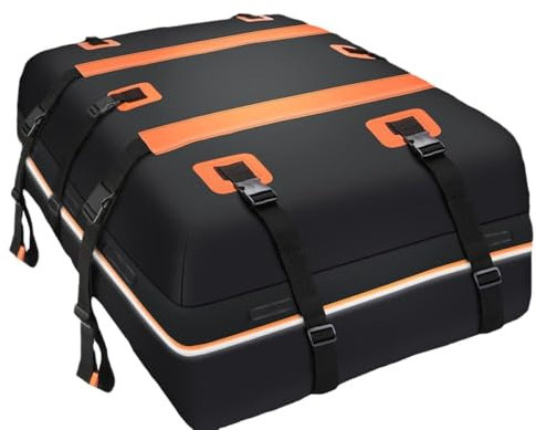 WwwBaoF8 Autodachtasche tragbare und Faltbare Aufbewahrung Auto Dachbox Gepäck Tasche für Mercedes-Benz CLA C118 2019-2023,stamm Reisetasche,A-Black with orange