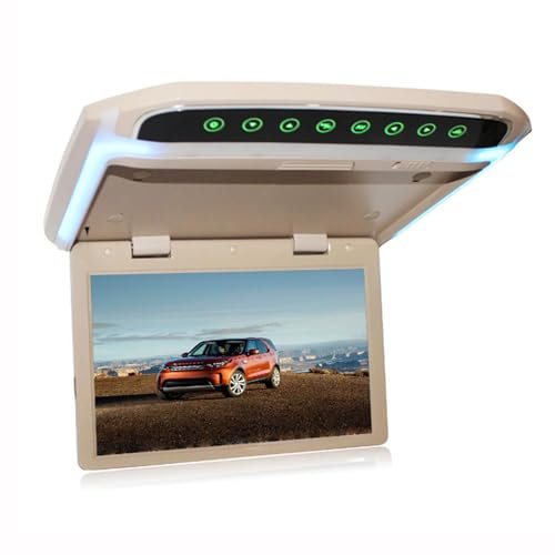 Monitor per auto da 10,1 pollici, schermo IPS 1080P, lettore MP5, TV da soffitto, monitor montato sul tetto, supporto HDMI, uscita audio FM, collegamento specchio,Beige