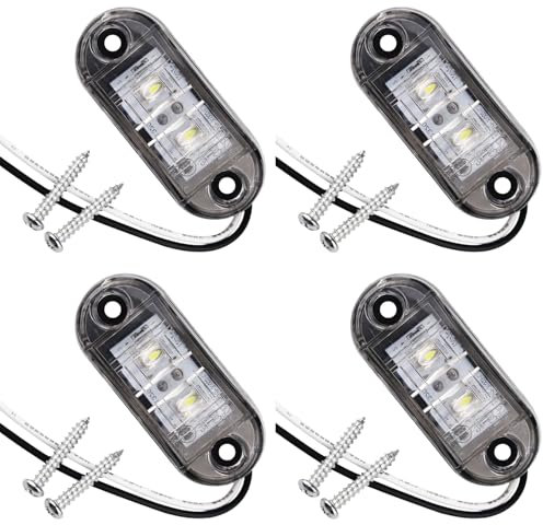 4 PCS Blanc IP65 12 V/24 V Ovale LED latérales Feux, Ovale Avant et Arrière, Feu de Position pour Camion, Remorque, Van, Caravane, Bus,LED Feux de Marquage Latéral, Haute Visibilité et Étanchéit