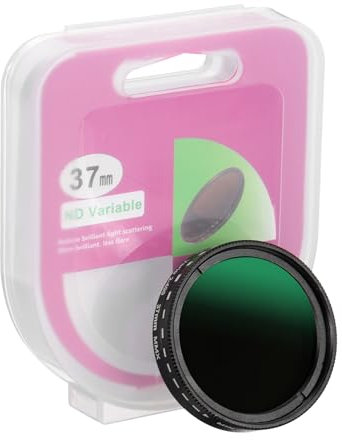 PATIKIL 37mm ND Filter, Variable ND Lens ND2-ND400 Adjustable Neutral Density Filter Slim Optical Glass with Cap for Camera Lens Video Vlog Portrait Photography, Black