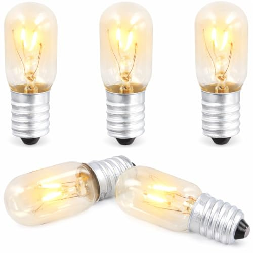 kwinfei 5PCS 15W E14 Screw Salt Lamp Bulbs 230V Salt Lamp Bulb Warm White 2700K Dimmable Pygmy Replacement for Plug-in Mini Warmers, Night Lights, Fridges