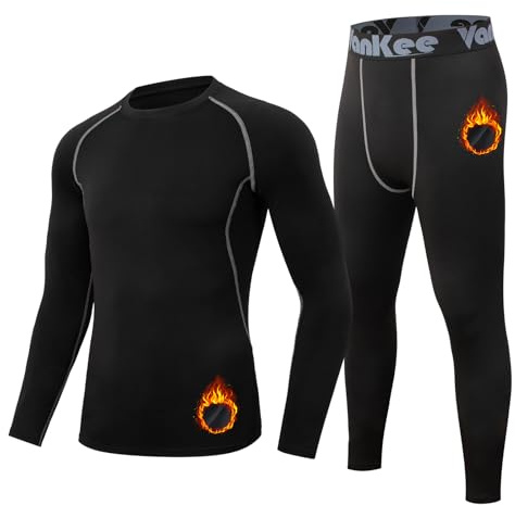 VanKee Ropa Interior Térmica Hombre Termico Pantalones Secado Rápido Elasticidad Deportes Ropa Interior Funcional Termicos Invierno Conjuntos Térmico para Hombre para Running Esquí Ciclismo Viajar