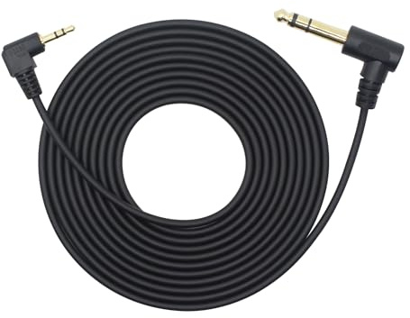 Xilaghy Câble audio stéréo 90 degrés 1/8 vers 1/4, angle droit TRS mâle 3,5 mm vers TRS mâle 6,35 mm pour guitare, clavier, piano, ordinateur portable, haut-parleur et amplificateurs (3 m)