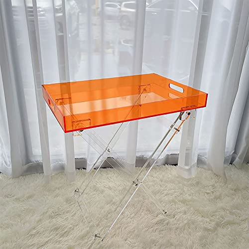 Clear Acrylic Folding Tray Table - Modern ge End Table for Living Room & Bedroom - Versatile Small Coffee Table & TV Tray Table - Stylish & Functional Design