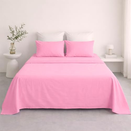 Ruggeri Set Lenzuola Completo Letto Matrimoniale, Microfibra, Rosa Cipria | Set Lenzuola Alta Qualità Certificato Oeko-Tex, Lenzuolo con Angoli 170x200 cm, Lenzuolo Piatto 240x280 cm, 2 Federe 50x80 cm