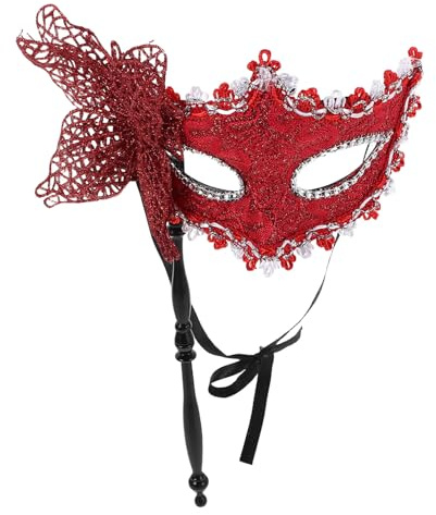 Hohopeti Venezianische Karnevalskostümmaske mit Stab Handbemalte Drachen Schmetterlingsmaske Leichte Party und Weihnachtsmaske für Abschlussball und Festveranstaltungen