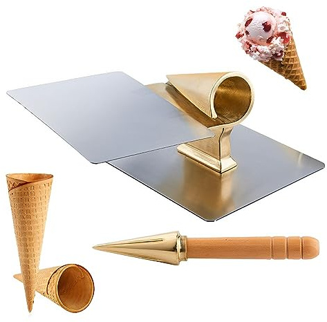 Eiscreme-Rollenmacher, rutschfester Holzgriff Waffelroller, DIY Kochwerkzeug für Eis und Omeletts