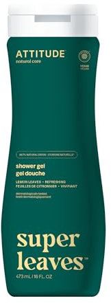 ATTITUDE Body Wash, EWG Verified Shower Gel, Dermatologically Tested, Plant and Mineral-Based, Vegan Personal Care Products, Lemon Leaves, 473 mL