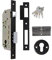 Amig - Cerradura de Embutir con Cilindro de Seguridad y Bocallave + 5 Llaves - Para Puertas de Madera de Entrada - De Acero Acabado en Negro - Picaporte Reversible - Para Manilla de 8 mm