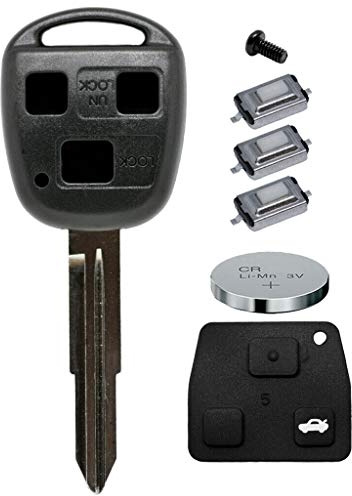 Auto Schlüssel Funk Fernbedienung 1x Gehäuse 3 Tasten TOY41 + 1x Tastenfeld + 3X Mikrotaster + 1x CR2016 Batterie für Toyota