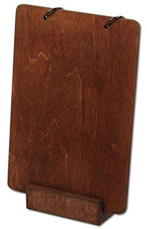 Tischaufsteller Woody Ring aus Holz dunkel A6