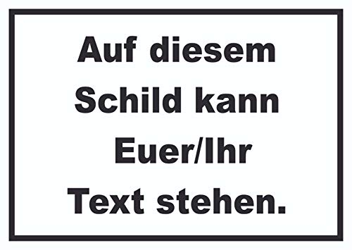 Schild mit Wunschtext waagerecht Text schwarz Hintergrund Weiss A6 Rückseite selbstklebend