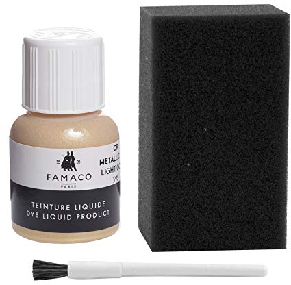 Dye Design Paint for Leather and Faux Leather Shoes, Trainers, with Sponge and Brush, Famaco Dye Liquid, (Beige)