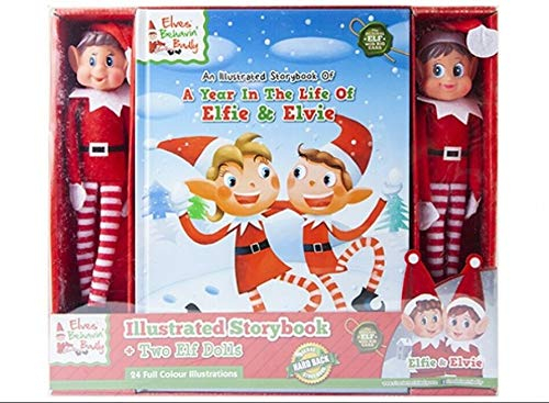 2 Elfen-Puppen und Weihnachtsbuch – Elfen Naughty