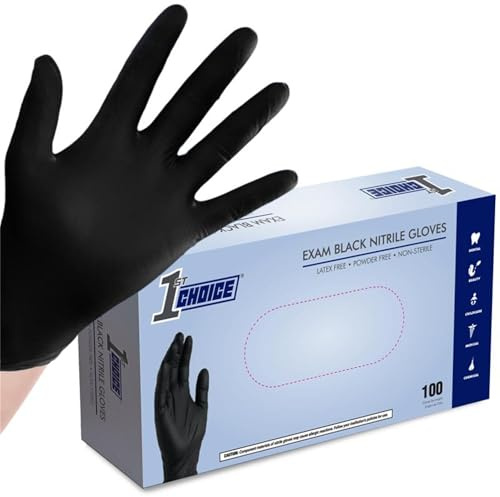 1st Choice Black 4 mil Nitrile Disposable Gloves Food Safe X-Large 100