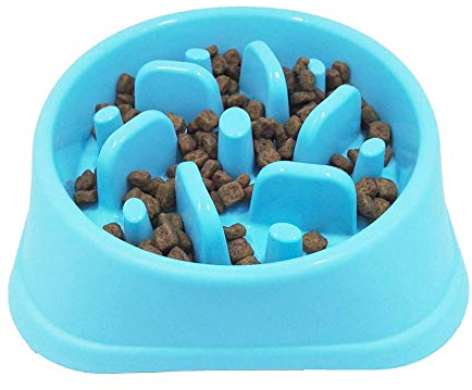 YFOX Tazón de alimentación Lenta para Perros y Gatos, Antideslizante, Materiales ecológicos, ralentizar la Ingesta de Alimentos, alimentador Lento para Mascotas 18.5x45cm (Azul)