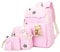NANANA Kinder Schultaschen Set Polka Dot Leinwand Schulrucksäcke Rucksack mit Schultertasche und Bleistift-Tasche 5-teilig, 19x13x43 cm,Rosa