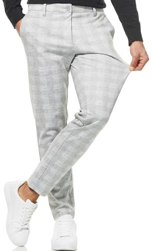 Indicode Herren Rodekro Performance Pants | Chinohose Herrenhose Super Stretch Stoffhose Bequeme Business Hose für Männer Grey Check, 29/32
