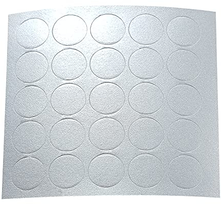 DecoMeister Selbstklebende Abdeckkappen für Möbel Möbelpflaster Aufkleber Klebepunkte Bohrloch Abdeckung Schraubenabdeckung Ø 14mm Durchmesser à 25 Stück Aluminium