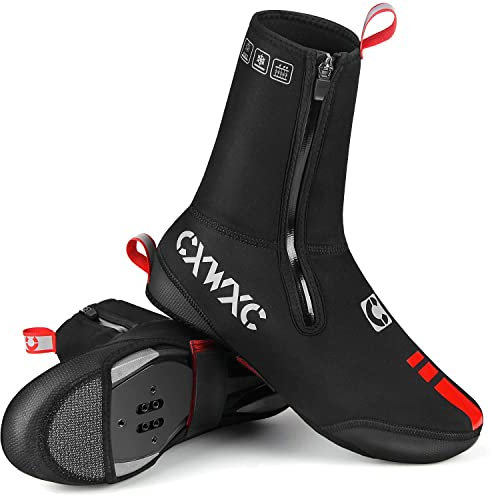 CXWXC Überschuhe Fahrrad Winter Wasserdicht Mit Reißverschluss Winter Winddichter Thermischer Schuhüberzieher Radsport für Frauen Männe