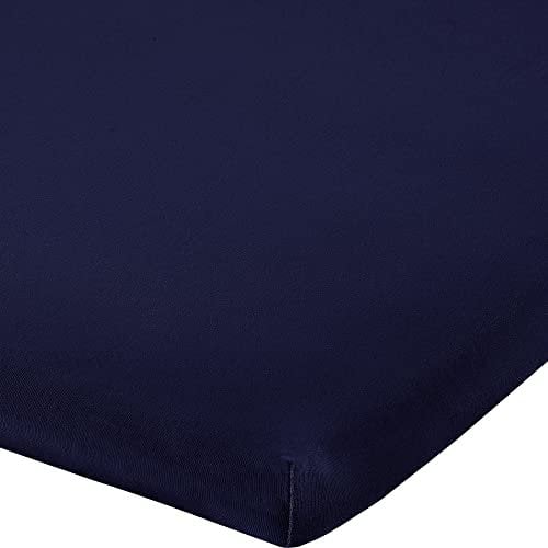 REDBEST Topper-Spannbettlaken Denver Elasthan-Jersey-Stretch dunkelblau Größe 90x190 cm - 100x200 cm - besonders weich und anschmiegsam, bügelfrei, mit Rundumgummi