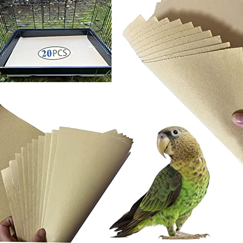 Kiespapier für Vogelkäfig, Futterpapier für Vogelkäfige, schneidbar, Kieseinlage, Meersandpapier, Tierkäfige, Kissen, ideal für harte Vögel, Papageien, sauber, sicher und hilft bei der Verdauung (20