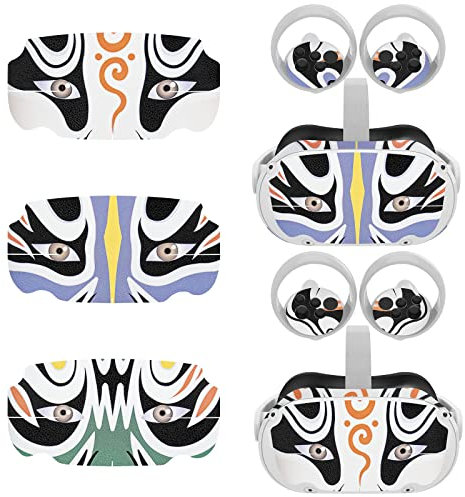 Geekria VR Headset & Controller Handle Protective Cover Compatible with Meta Quest 2, Durable, Scratch Resistant, Peking Opera Pattern