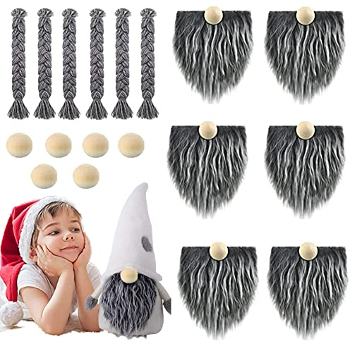 18 Stück Ostern Weihnachten Deko Wichtel-Bart-Holzkugel-Set,Handgemachter GNOME Zwergenbart Kunstpelzstoff,Wichtel-Bart Vorgeschnittener Zum Basteln,Wichtel-Bart Für Weihnachten Cosplay Partyzubehör