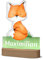 Buntes Nachtlicht mit Fuchs Design und individuellem Kindernamen | ideal als Geschenk für zB eine Taufe - mit beleuchtetem Holzsockel