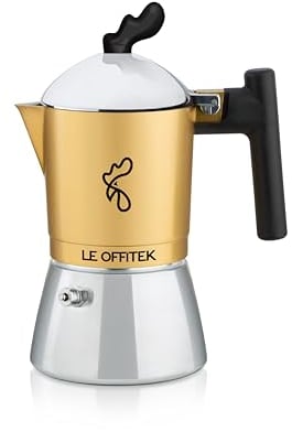 Le Offitek Orziera ORZE'TEK 2 TZ, Induzione, Alta qualità, Manico ergonomico, Valvola Anticalcare, Piastrina Filtro Acciaio Stirato