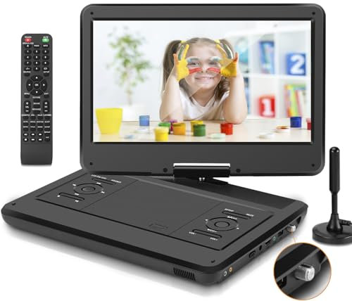VGOSITE forFeihe Lecteur TV portable 14 avec écran LED pivotant HD 1366 x 768 et tuner ATSC TV numérique/USB/HDMI/AV/audio, batterie intégrée, double haut-parleurs stéréo (35,6 cm)