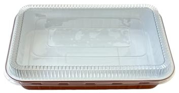 Contenitori Premium in alluminio laccati terracotta con coperchio in pet trasparente (1000cc)