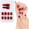24PCS Faux Ongles Courts Carré Sticker Nail Art Couverture Complète Avec Autocollant à Ongles Accessoires Bricolage Ongle Artificiels Carrés avec Colle Cadeau Femme Fille (Couleur Rouge Cerise)