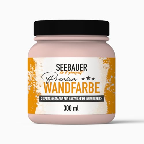 SEEBAUER diy Wandfarbe Rot 300ML für Innen (No. 329 Cherry Kiss) Edelmatte hellrote Innenfarbe - Rottöne sehr hohe Deckkraft - Matt, Abwaschbar und Tropffrei