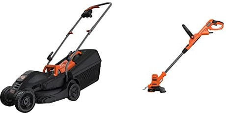BLACK+DECKER ?BEMW351 Tagliaerba Elettrico Ampiezza Taglio 32 Cm, Capacità Di Raccolta 35 Litri, Nero Arancione & Tagliasiepi Elettrico Lunghezza Lama 25 Cm, Doppia Impugnatura Regolabile 450 W