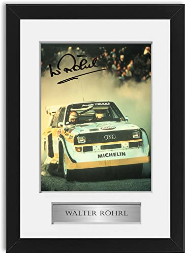 Walter Röhrl Weltmeisterfahrer, signiert, A4, gerahmt